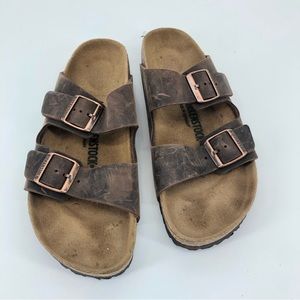 Mens Birkenstock Arizona Brown Leather Sandal Sz 44